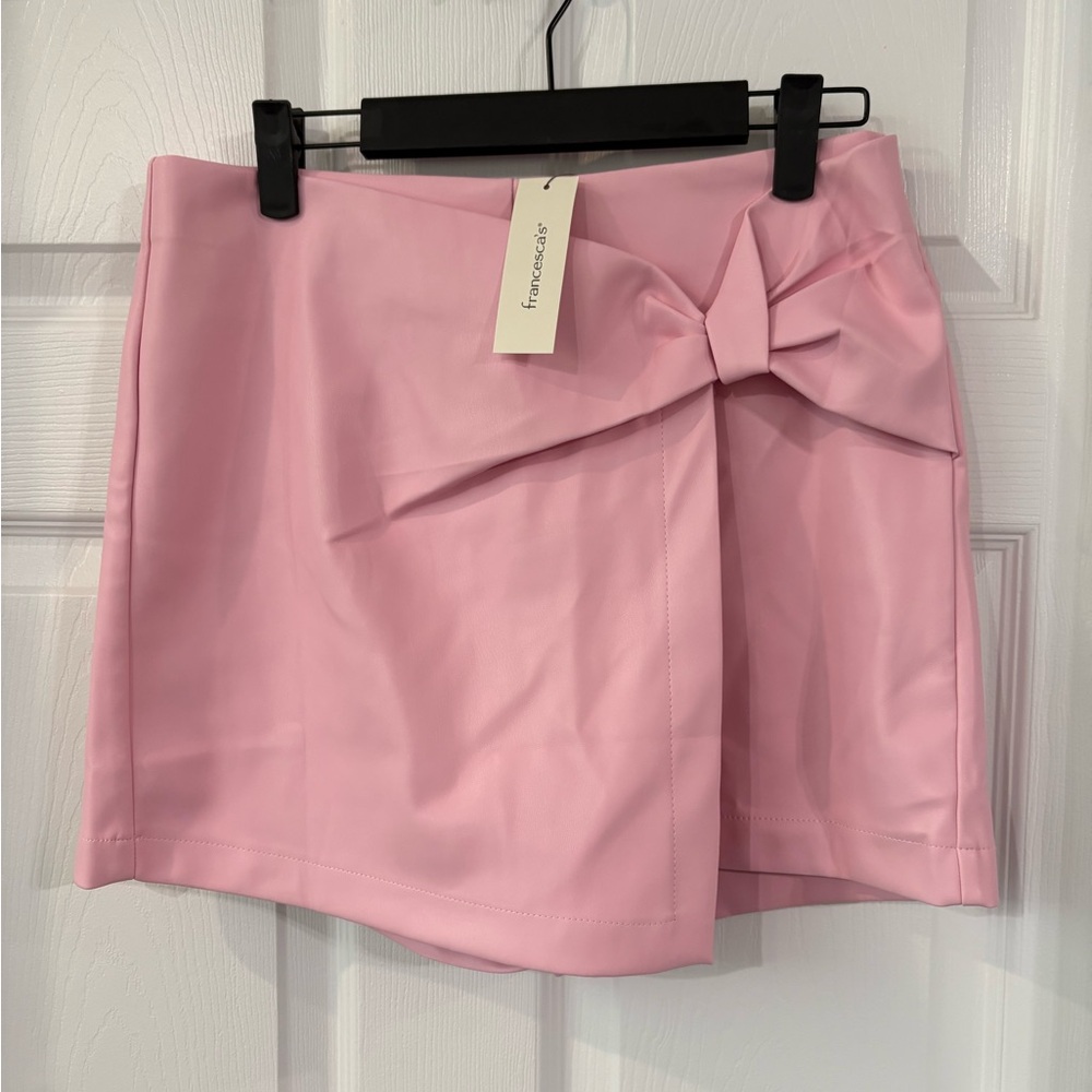 Francesca’s Pink Tie Faux Leather Skort | NWT